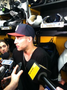 Gregory Campbell speaks to the media during break-up day