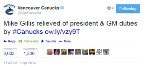 The Vancouver Canucks broke the news via a news release posted to @VanCanucks (www.twitter.com/VanCanucks).