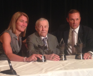 Honourees France St-Louis, Clare Drake and Steve Yzerman receive their Order of Hockey in Canada awards