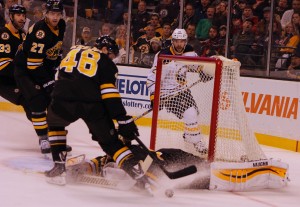 Bruins protecting the net (Photo: Krista Patronick)