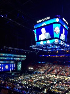NHL Commissioner, Gary Bettman drops the puck to start the 2015 NHL Draft