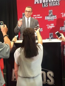 Yzerman post-GM of the Year Award win at the NHL Awards (photo credit: A. Gallagher)